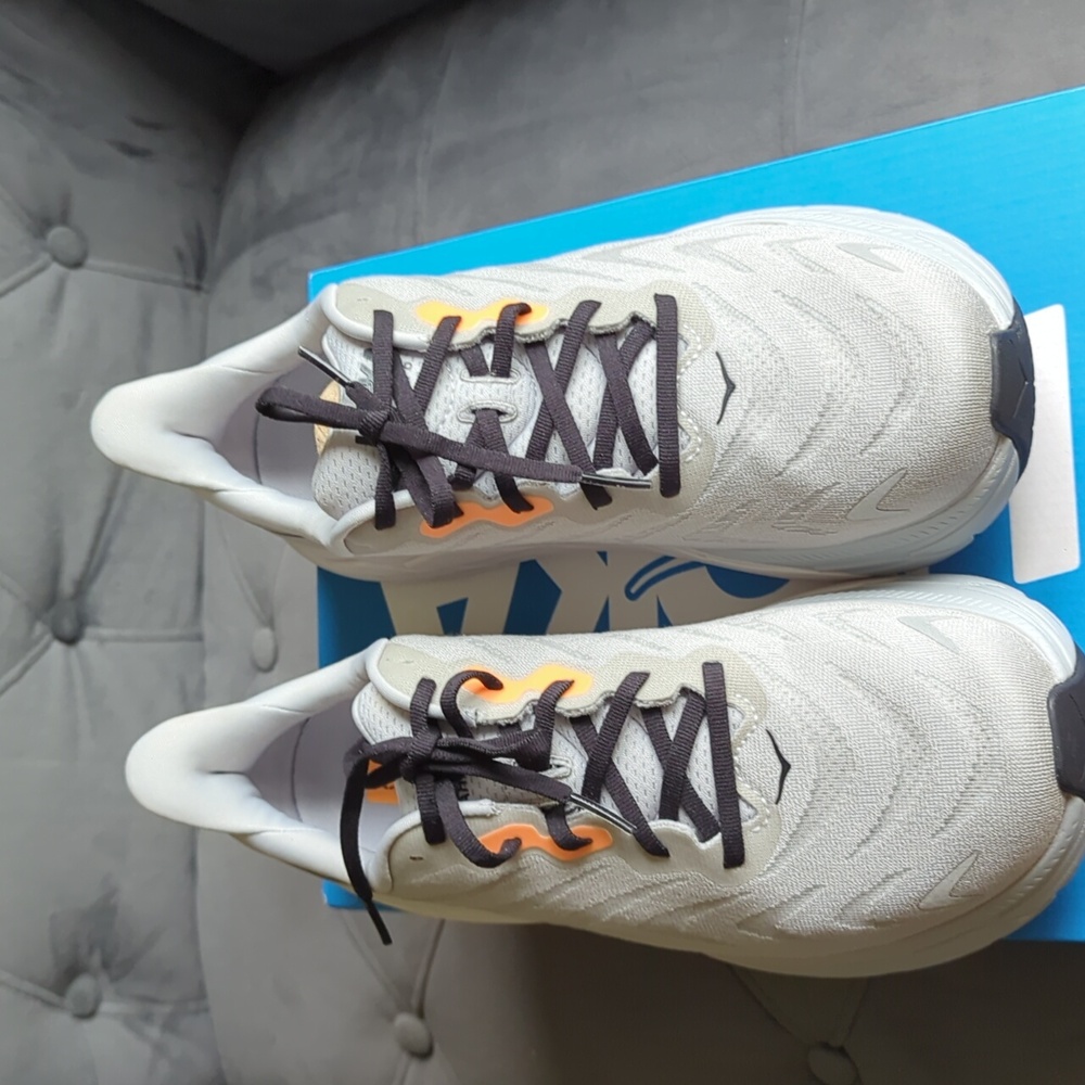 Hoka Gray and Orange Athletic Sneakers - Picture 2 of 7